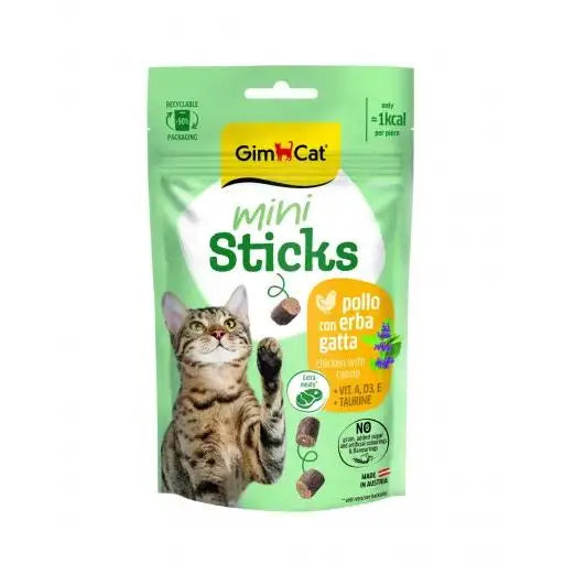 Gimcat Mini Sticks de Pollo y Hierba Gatera para Gatos - 50g