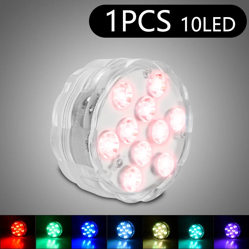 Luz LED Sumergible RGB con Control Remoto (10 LEDs) - Lámpara para Acuario, Pecera y Piscina