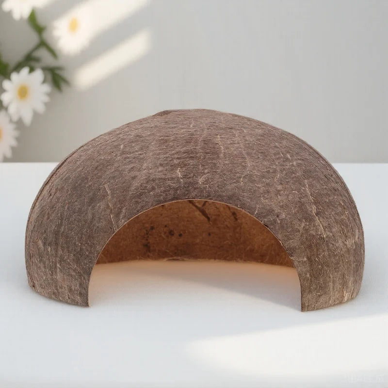Escondite de Cáscara de Coco para Tortugas - Plataforma para Tomar el Sol y Decoración de Hábitat