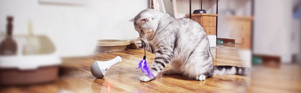Juguete Automático de Plumas para Gatos - Rotación 360°, Silencioso