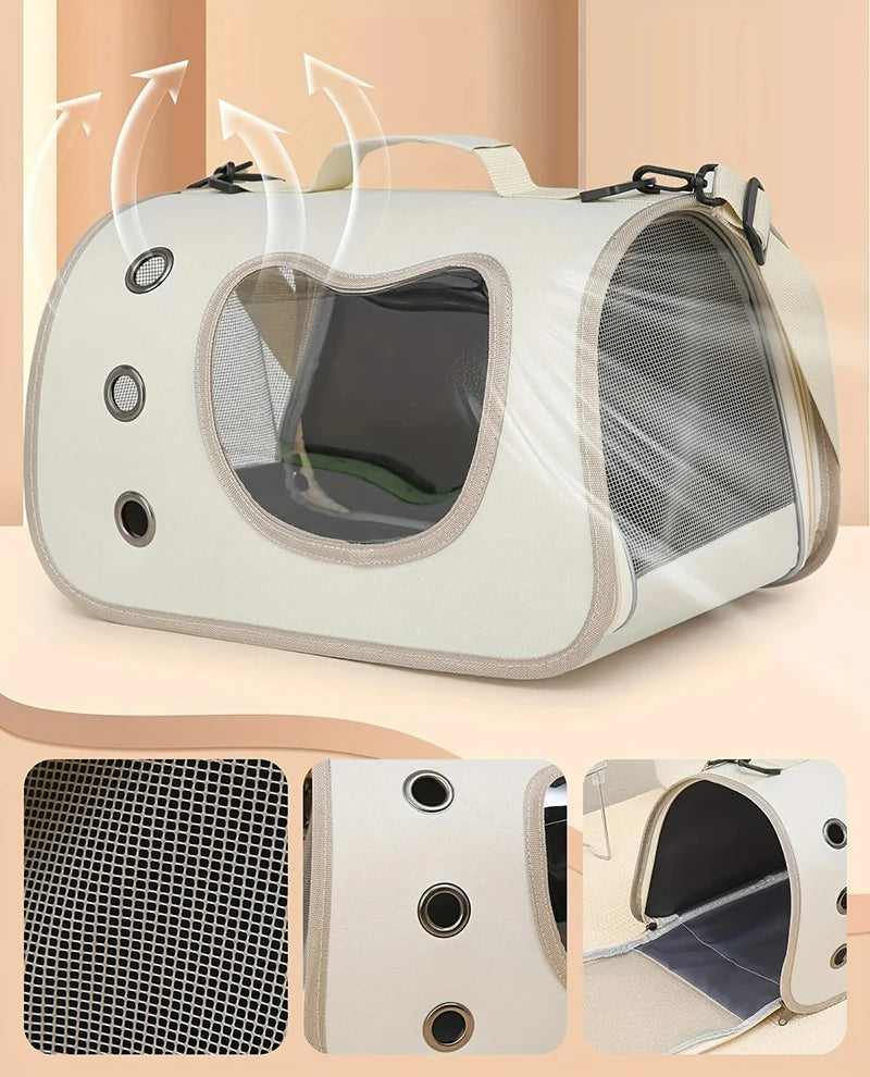 Bolso Transportín Portátil para Perros y Gatos Pequeños - Plegable, Transpirable