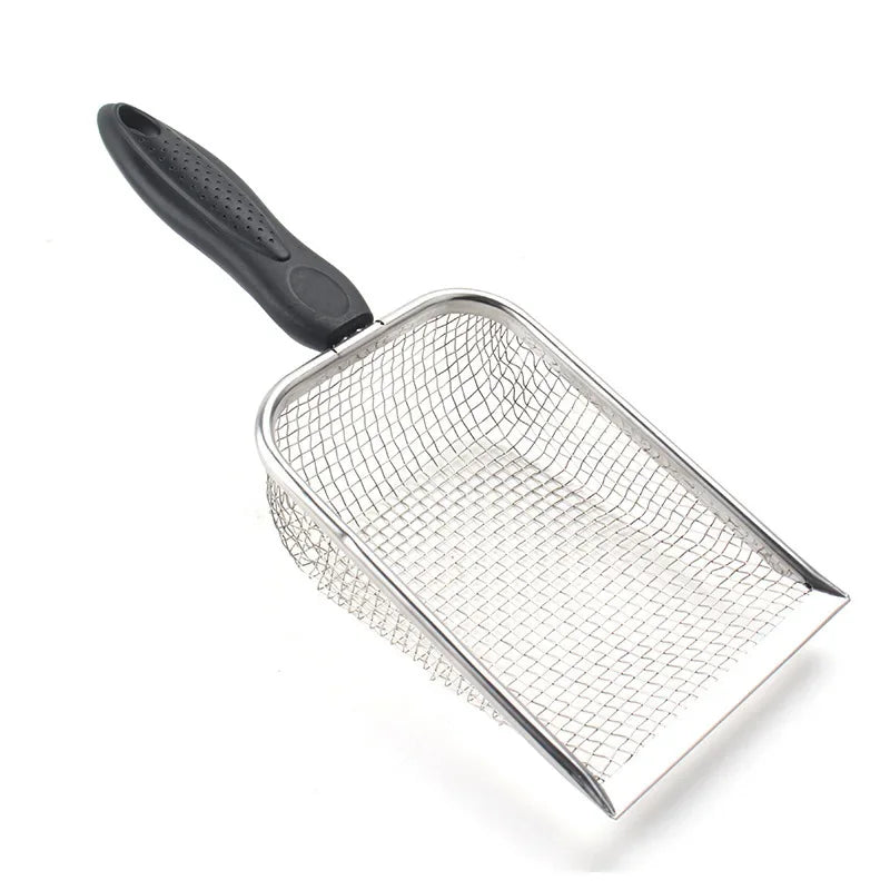 Pala de Acero Inoxidable para Arena de Gatos y Reptiles - Cedazo de Malla Fina para Recoger Heces