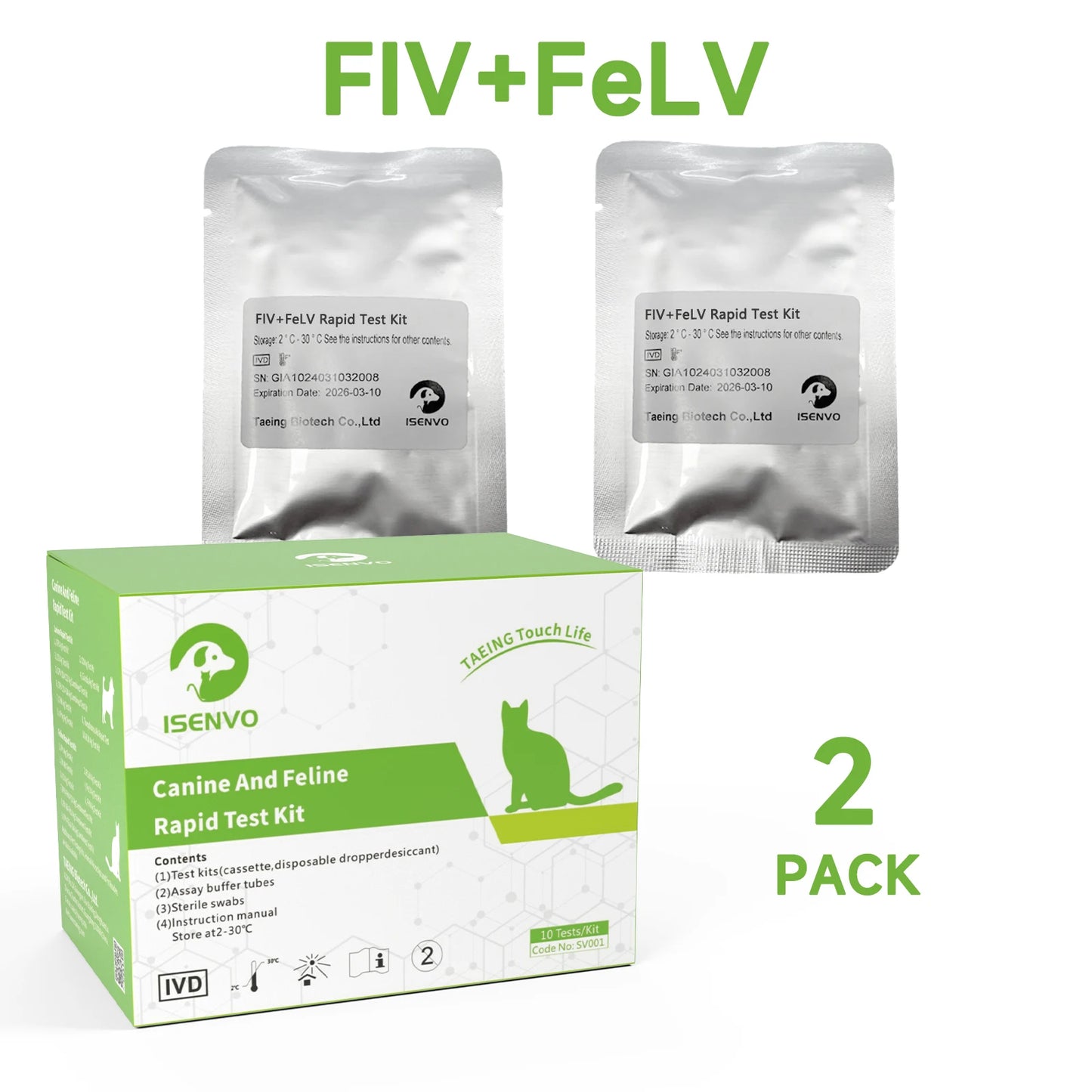 Test Combinado FIV+FeLV para Gatos - Kit de Detección de Inmunodeficiencia y Leucemia Felina