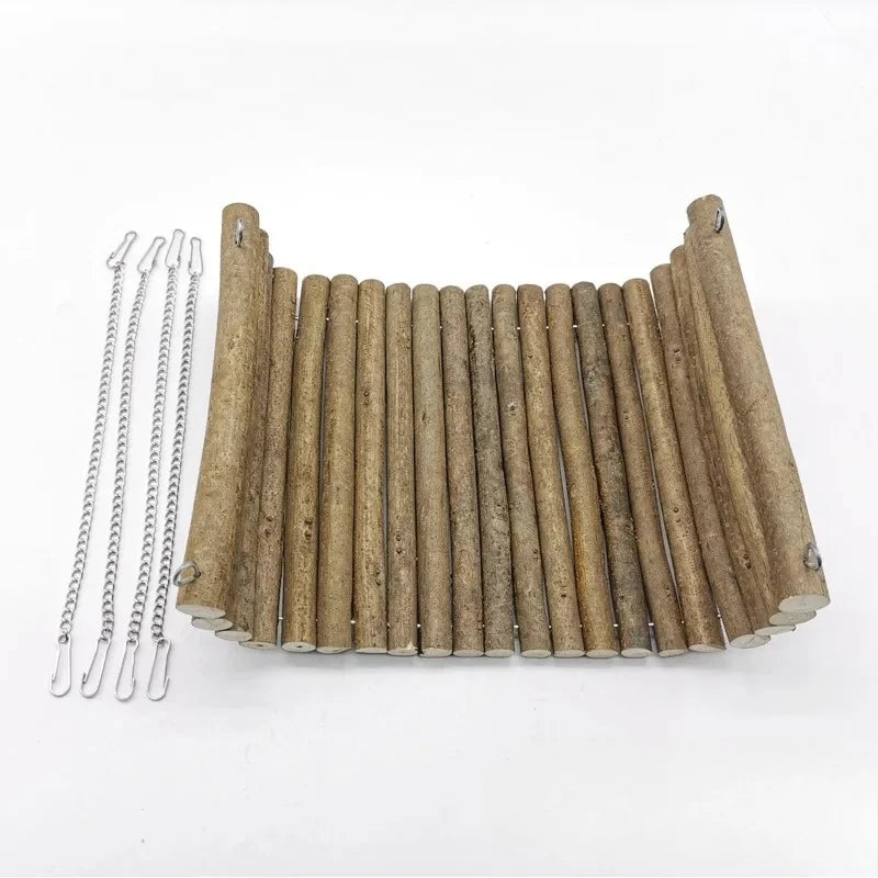 Hamaca de Madera para Hámsters - Columpio de Verano para Erizos, Ardillas, Cobayas y Conejos