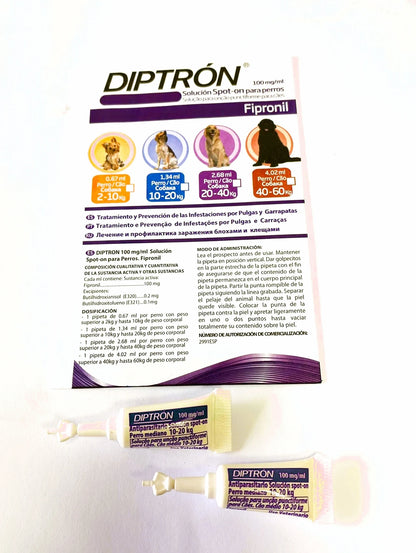 Diptron Pipetas Antiparasitarias 🛡️ – Para Perros hasta 20 kg (Pack 2 uds)