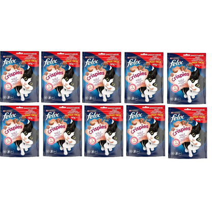 Purina Felix Crispéis Ocean Snacks 🐟 – Salmón y Trucha para Gatos (10x180 g)