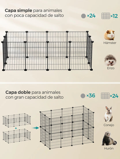 Songmics Jaula Modular 🐰 – Valla Metálica DIY para Hámsters y Conejos