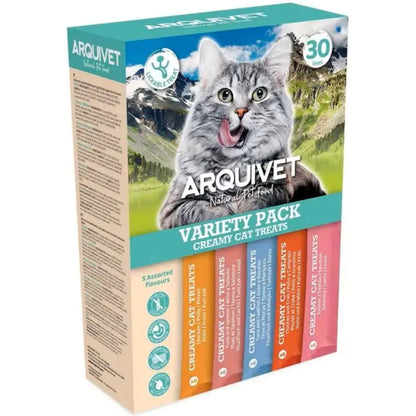 Arquivet Snacks Cremosos 🐾 – Pack Ahorro 30 Uds, 5 Sabores para Gatos