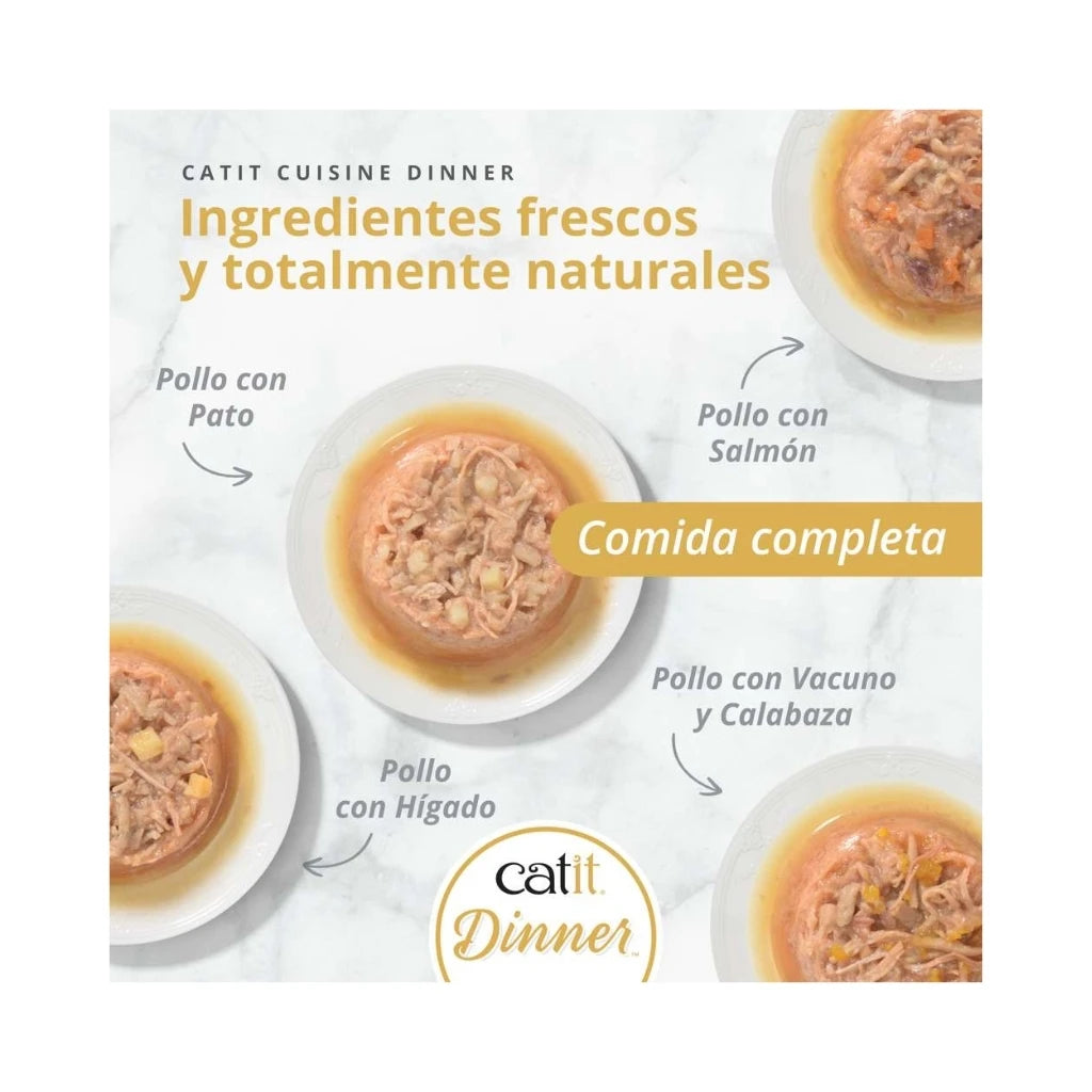 Catit Cuisine Dinner Doble Capa para Gatos - Sin Cereales (75 g)
