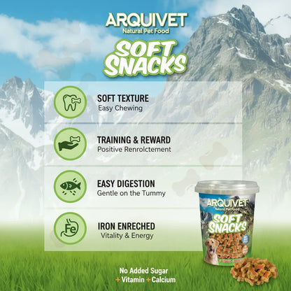 Arquivet Huesitos Duo 🐟 – Salmón y Arroz, Snack Blando para Perros (300 g)