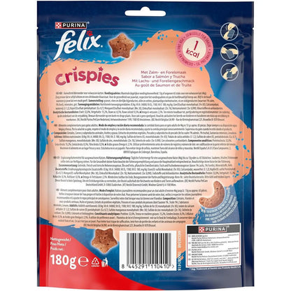 Purina Felix Crispéis Ocean Snacks 🐟 – Salmón y Trucha para Gatos (10x180 g)