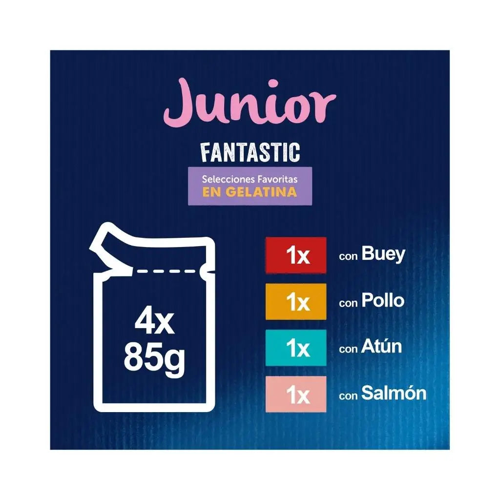 Felix Fantastic Junior Selección en Gelatina para Gatitos (4x85 g)