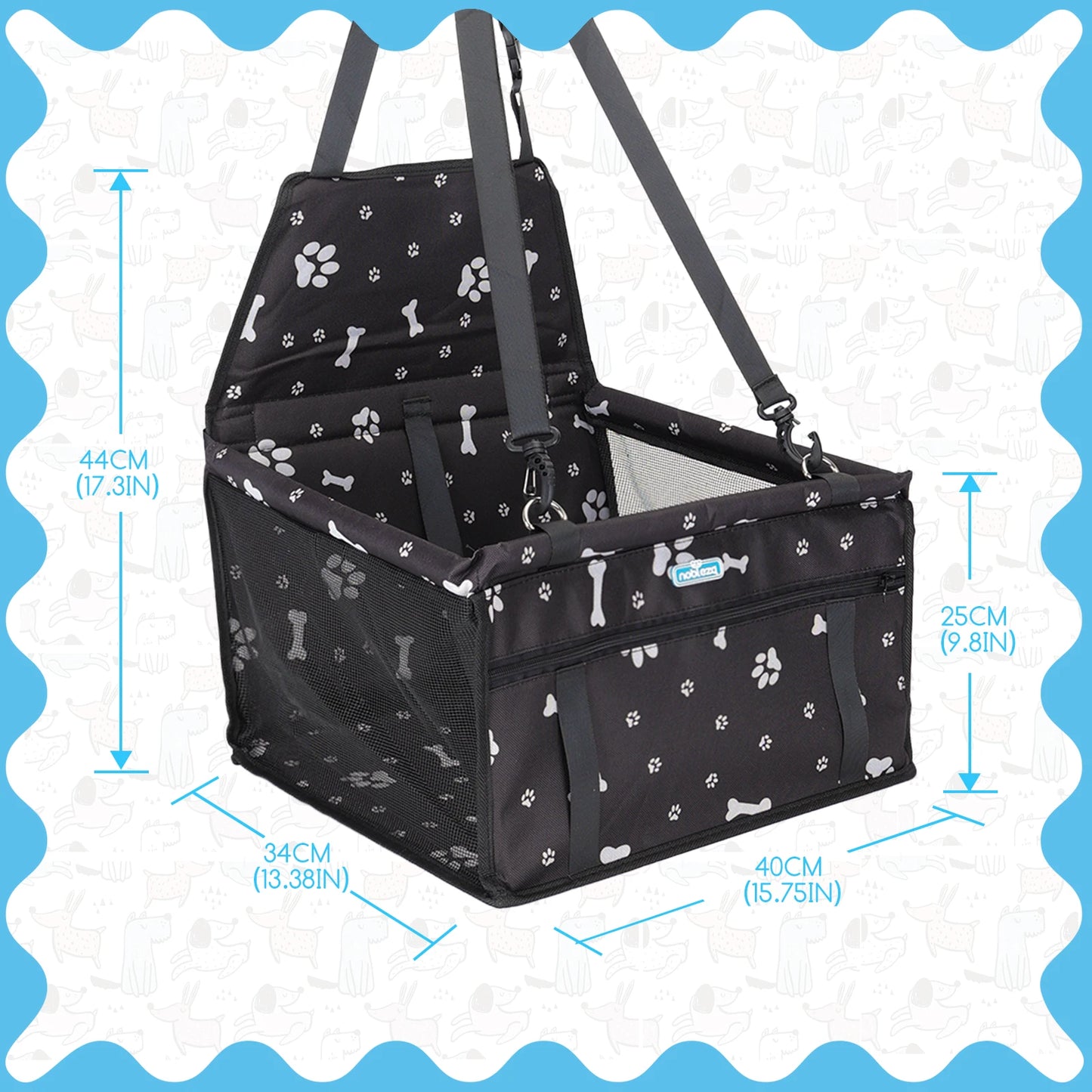 Nobleza Asiento de Coche Elevador para Perros y Gatos - Plegable y Lavable