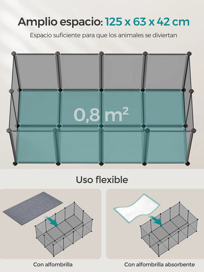 Vasagle Corral Modular con Suelo 🐹 – Valla Transparente para Cobayas, Hámsters, Conejos y Erizos