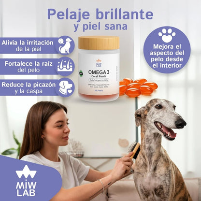 Miwlab Omega 3 🐟 – Perlas de Aceite de Salmón Noruego para Perros y Gatos (60 uds)