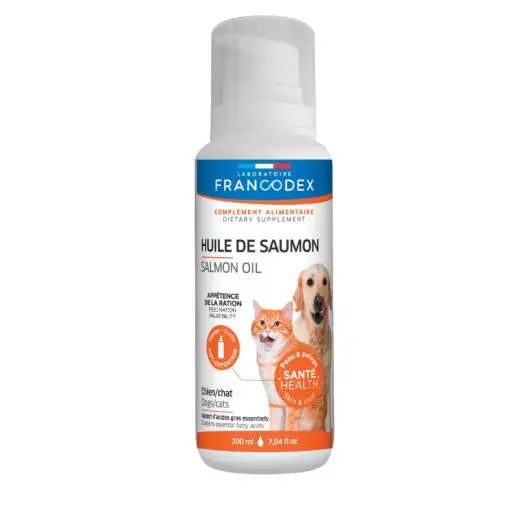 Francodex Aceite de Salmón para Perros y Gatos - Omega 3 y 6 (200 ml)