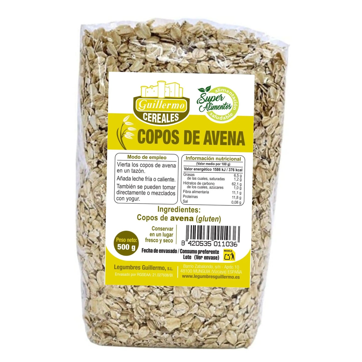 Legumes guillermo | oat flakes | rich in fiber and vegetable protein
