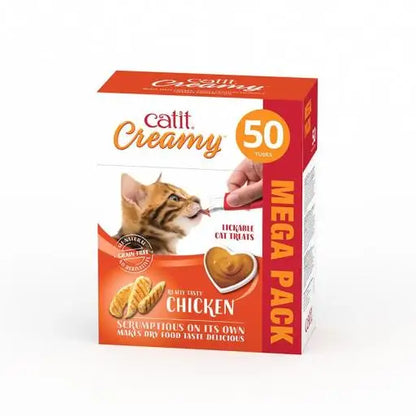 Catit Creamy Snack Cremoso 🐔 – Sabor Pollo para Gatos (15x10 g)
