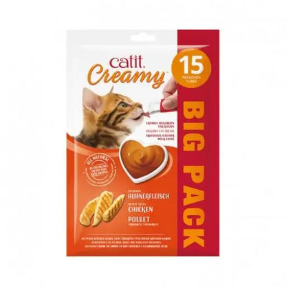 Catit Creamy Snack Cremoso 🐔 – Sabor Pollo para Gatos (15x10 g)