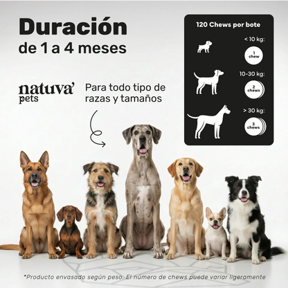 Natuva Pets Probióticos 🌱 – 120 Masticables para el Equilibrio Intestinal de tu Perro
