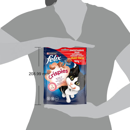 Purina Felix Crispéis Ocean Snacks 🐟 – Salmón y Trucha para Gatos (10x180 g)