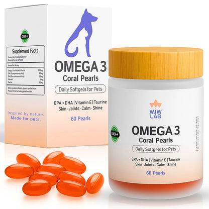 Miwlab Omega 3 🐟 – Perlas de Aceite de Salmón Noruego para Perros y Gatos (60 uds)