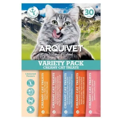 Arquivet Snacks Cremosos 🐾 – Pack Ahorro 30 Uds, 5 Sabores para Gatos