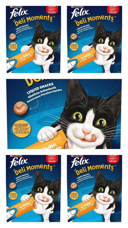 Felix Deli Moments 🐟🐔 – Snack Cremoso Pollo y Salmón para Gatos (10 Cajas x 4x10 g)