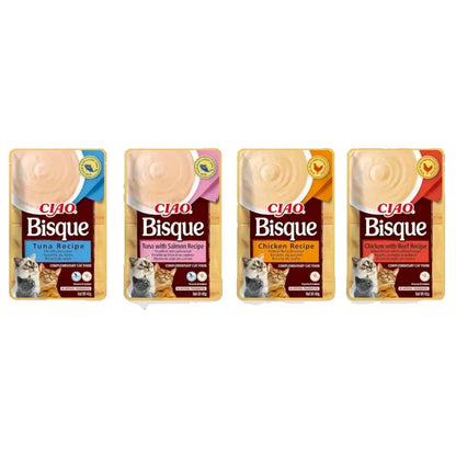 Inaba Churu Bisque 🐱 – Snacks en Sobre con Puré para Gatos (12x40 g)