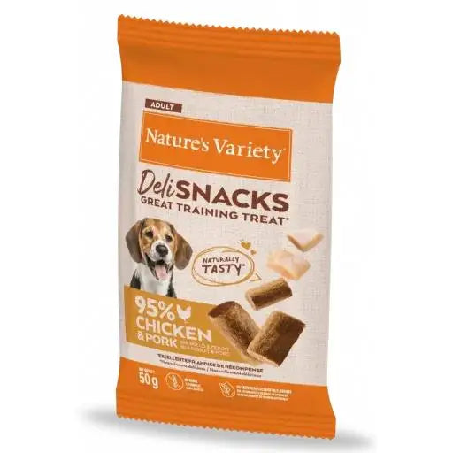 Nature's Variety Deli Snacks 🐔 – Semihúmedos de Pollo para Perros (50 g)