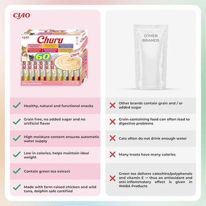 Churu Inaba Mix Variedades 🐟 – Sabor Atún para Gatos (60 uds)