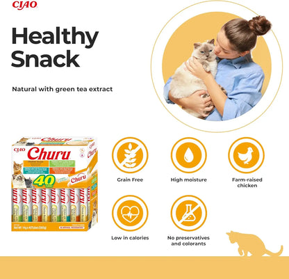 Churu Inaba Mix Variedades 🐔 – Sabor Pollo para Gatos (40 uds)