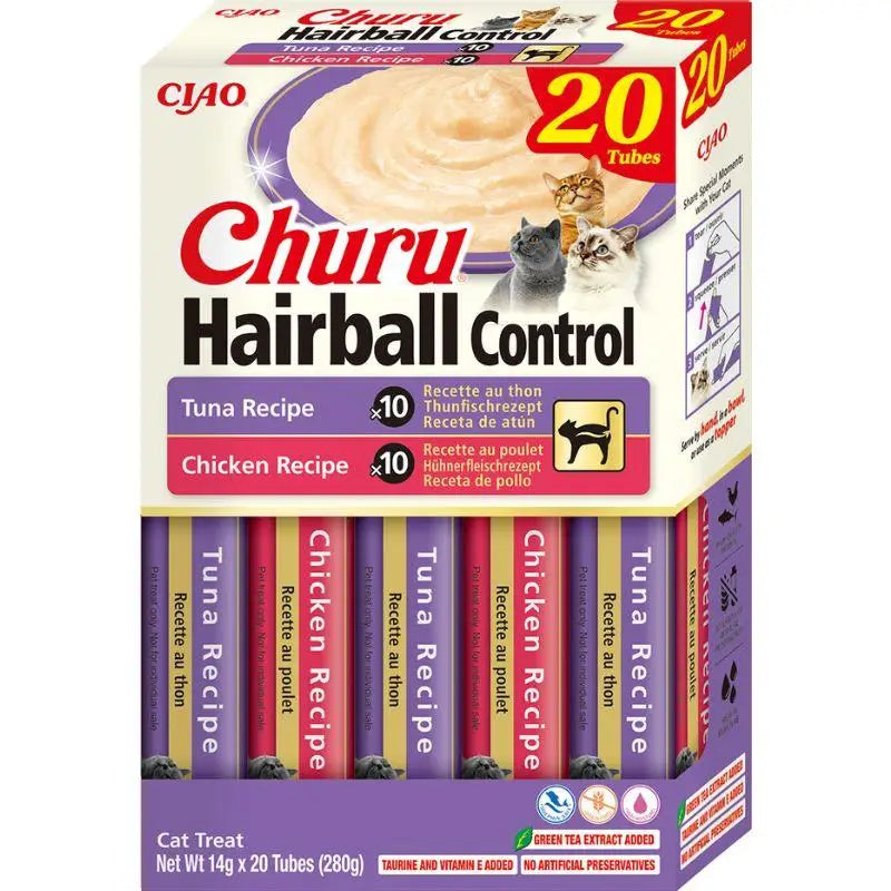 Churu Snack Bola de Pelo Pollo y Atún para Gatos - 20x14g