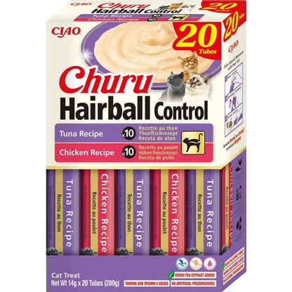 Churu Snack Bola de Pelo 🐱 – Sabor Pollo y Atún para Gatos (20x14 g)