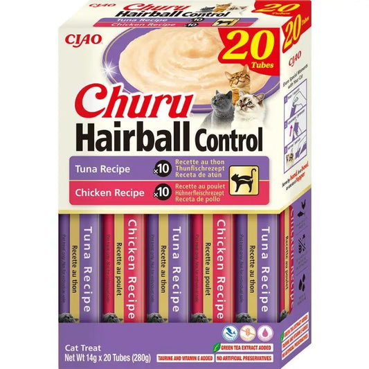 Churu Snack Bola de Pelo Pollo y Atún para Gatos - 20x14g