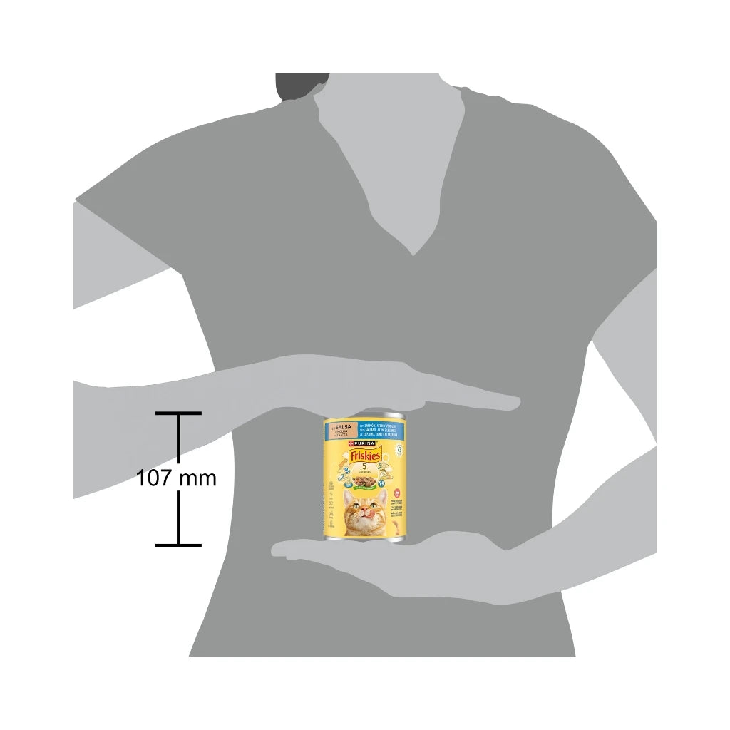 Friskies Trozos en Salsa con Salmón, Atún y Verduras - Alimento Completo para Gatos (400 g)