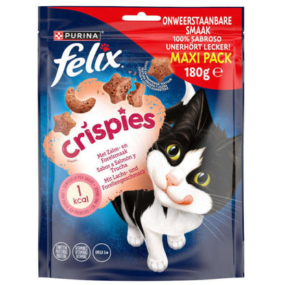 Purina Felix Crispéis Ocean Snacks 🐟 – Salmón y Trucha para Gatos (10x180 g)