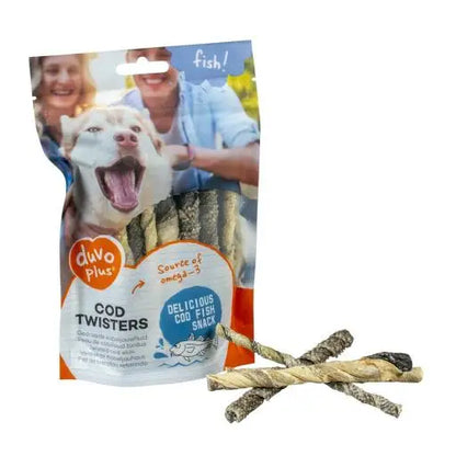 Duvo+ Snacks de Piel de Bacalao 🐟 – Ricos en Omega 3 para Perros (100 g)