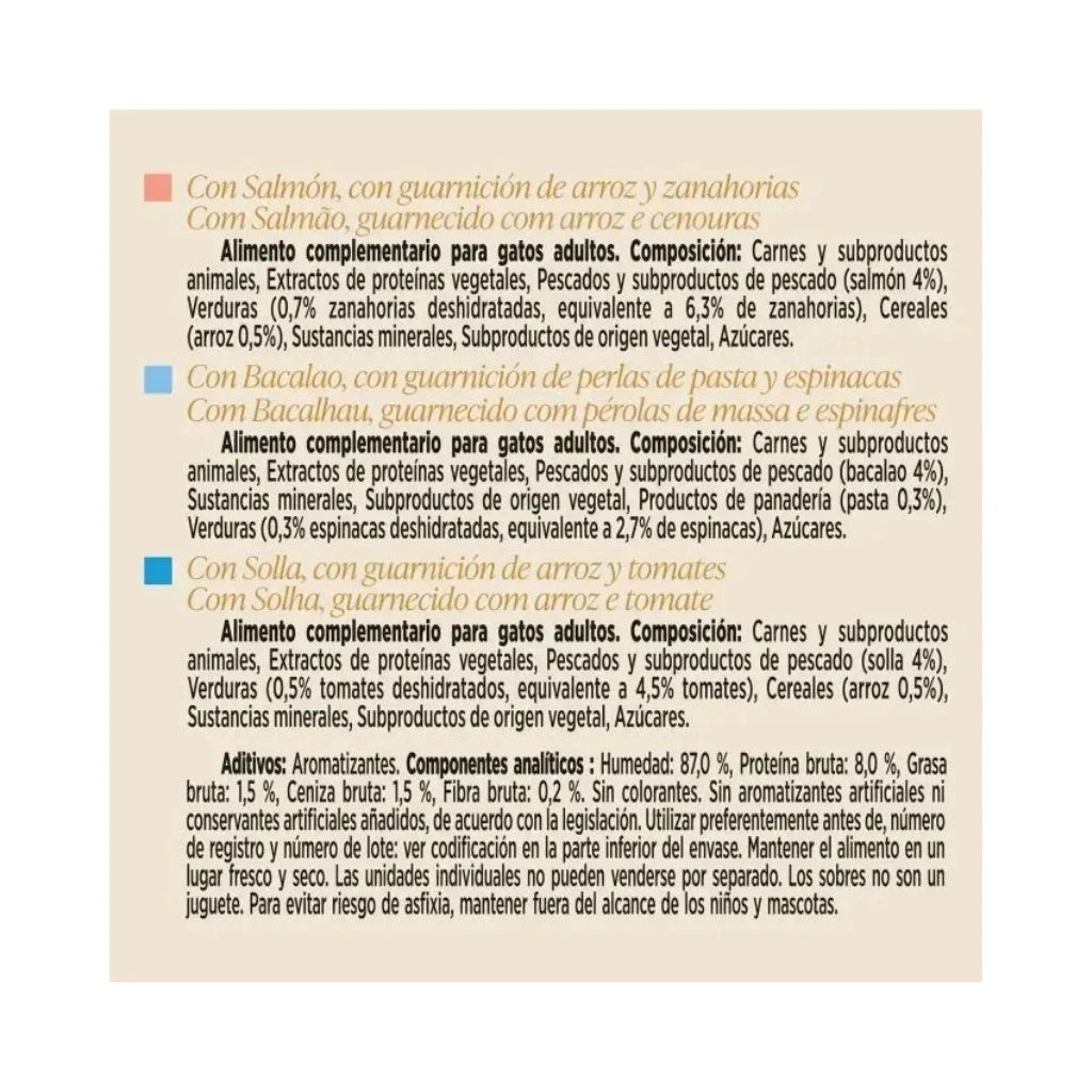 Gourmet Soup Royale Salmón, Bacalao y Solla - Caldo Complementario para Gatos (6x45 g)