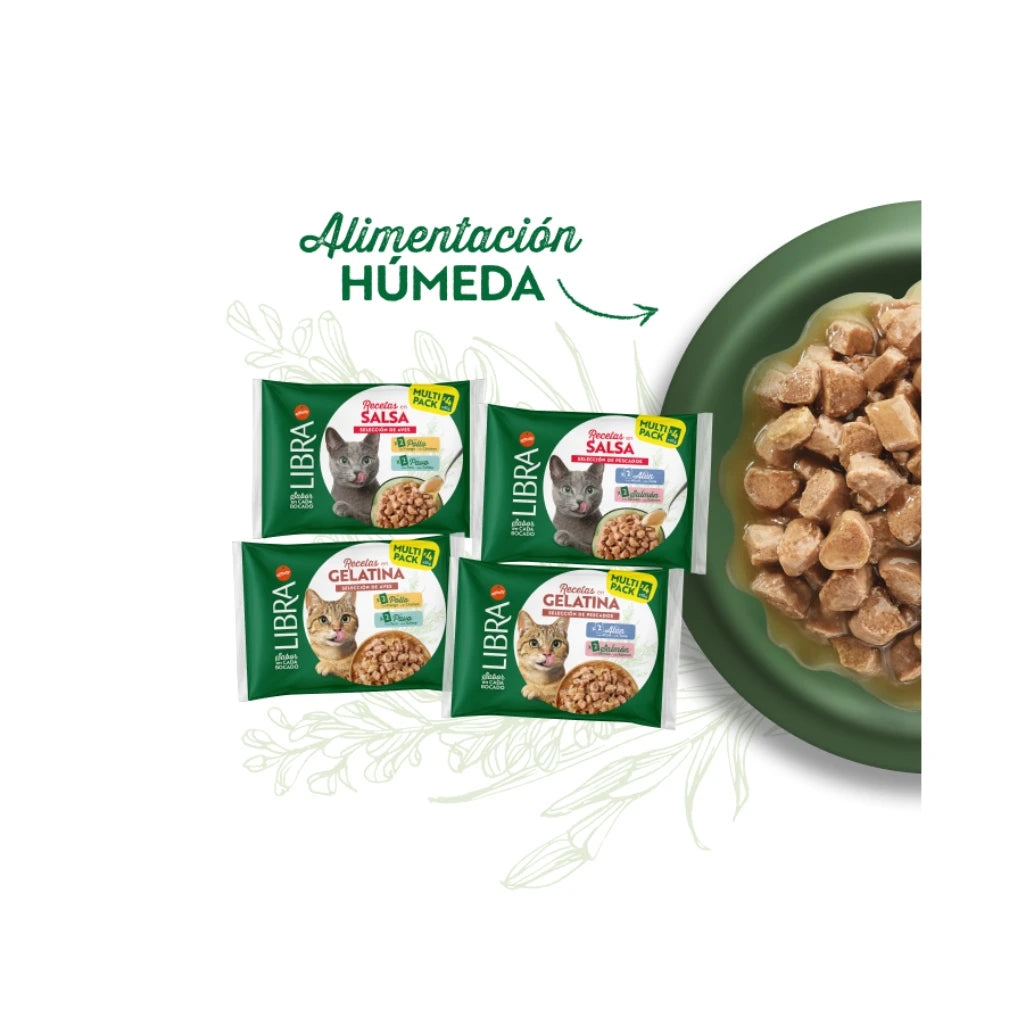 Libra Recetas en Salsa de Atún y Salmón para Gatos Adultos (4x85 g)