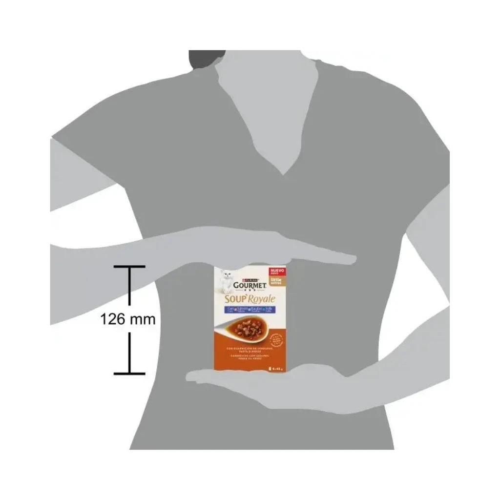 Gourmet Soup Royale Salmón, Bacalao y Solla - Caldo Complementario para Gatos (6x45 g)
