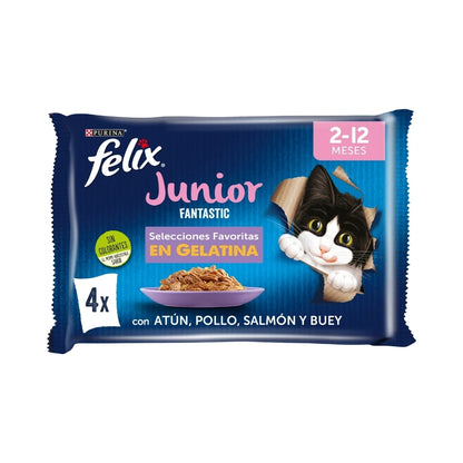 Felix Fantastic Junior 🐱 – Selección en Gelatina para Gatitos (4x85 g)