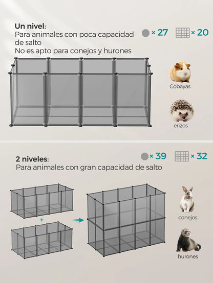 Vasagle Corral Modular con Suelo 🐹 – Valla Transparente para Cobayas, Hámsters, Conejos y Erizos