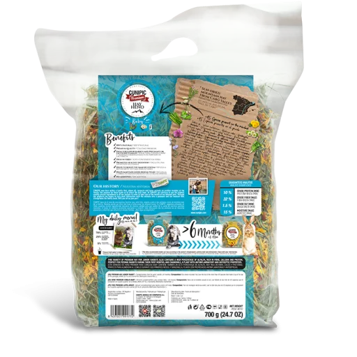 Cunipic Heno Premium de los Pirineos para Conejos Bebé - 700 g