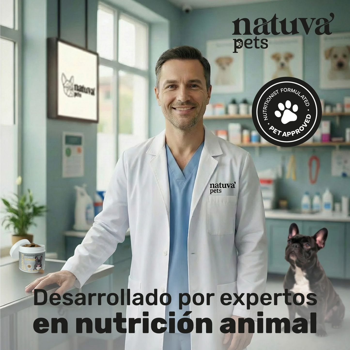 Natuva Pets Probióticos para Perros - 120 Masticables - Equilibrio Intestinal
