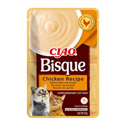 Inaba Churu Bisque 🐱 – Snacks en Sobre con Puré para Gatos (12x40 g)