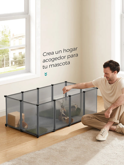 Vasagle Corral Modular con Suelo 🐹 – Valla Transparente para Cobayas, Hámsters, Conejos y Erizos