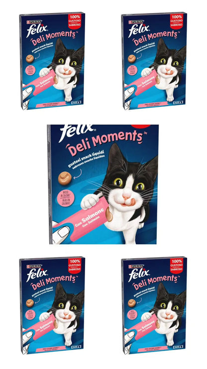 Felix Deli Moments 🐟🐔 – Snack Cremoso Pollo y Salmón para Gatos (10 Cajas x 4x10 g)