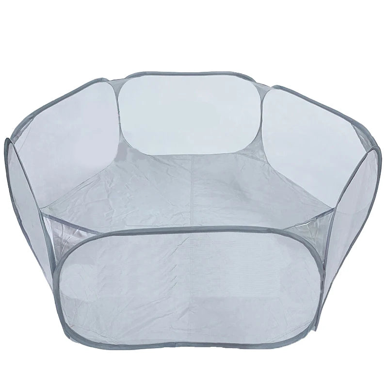 Corral Portátil Transparente para Pequeños Animales - Parque Plegable para Erizos, Hámsters, Conejos y Cobayas