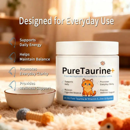 Taurina 99,9% Pura en Polvo 💛 – Suplemento para la Salud Cardíaca de tu Gato (200 g)